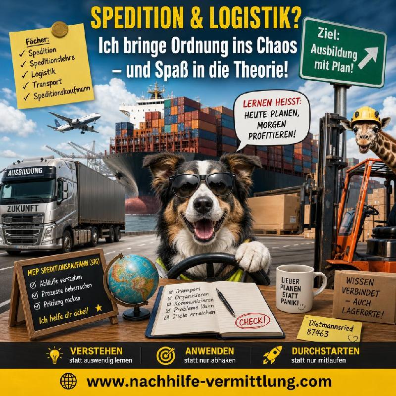 Nachhilfe Spedition, Speditionslehre, Speditionskaufmann, Logistik, Transport Dietmannsried